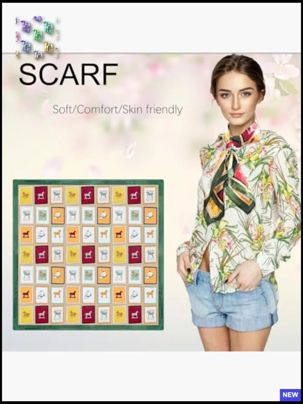 Silk Satin Square Scarf Multipurpose Hair Neck Bag Decor Headband